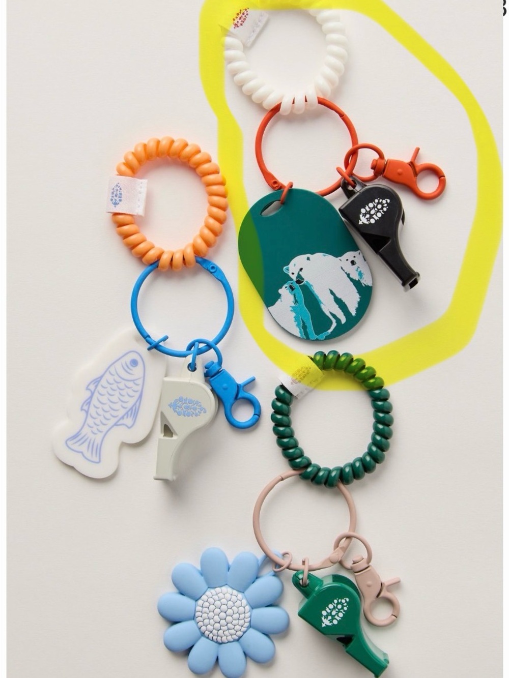 Free People instant Replay keychain w Polar Bear, Orange Clip & White Coil NWT!